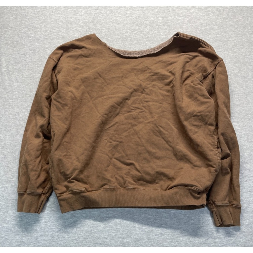 J. Galt Sweatshirt Womens XL Brown Cotton Long Sleeve Crew Neck Ribbed Winter
